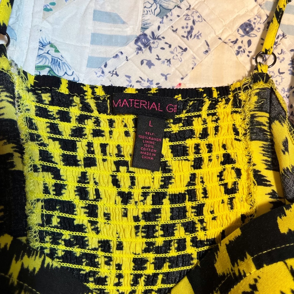 Material Girl Yellow and Black shorts romper - Picture 6 of 9